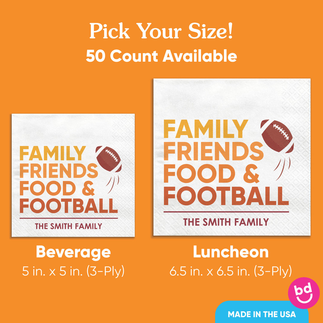 Custom Text Napkins - Family Friends Food and Football