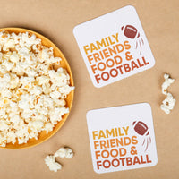 Drink Coasters - Family Friends Food and Football - 25 Ct