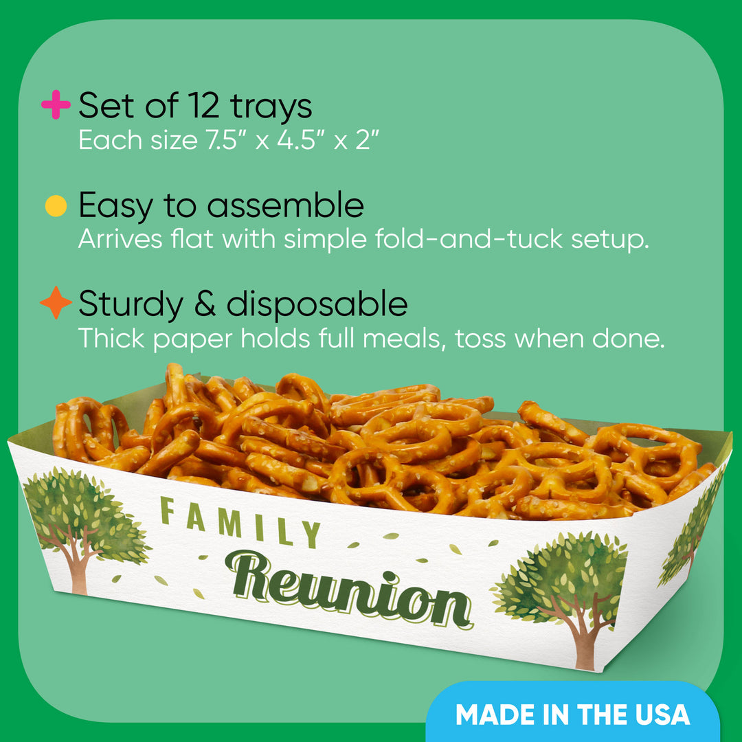 Family Tree Reunion Paper Food Trays - 12 Ct