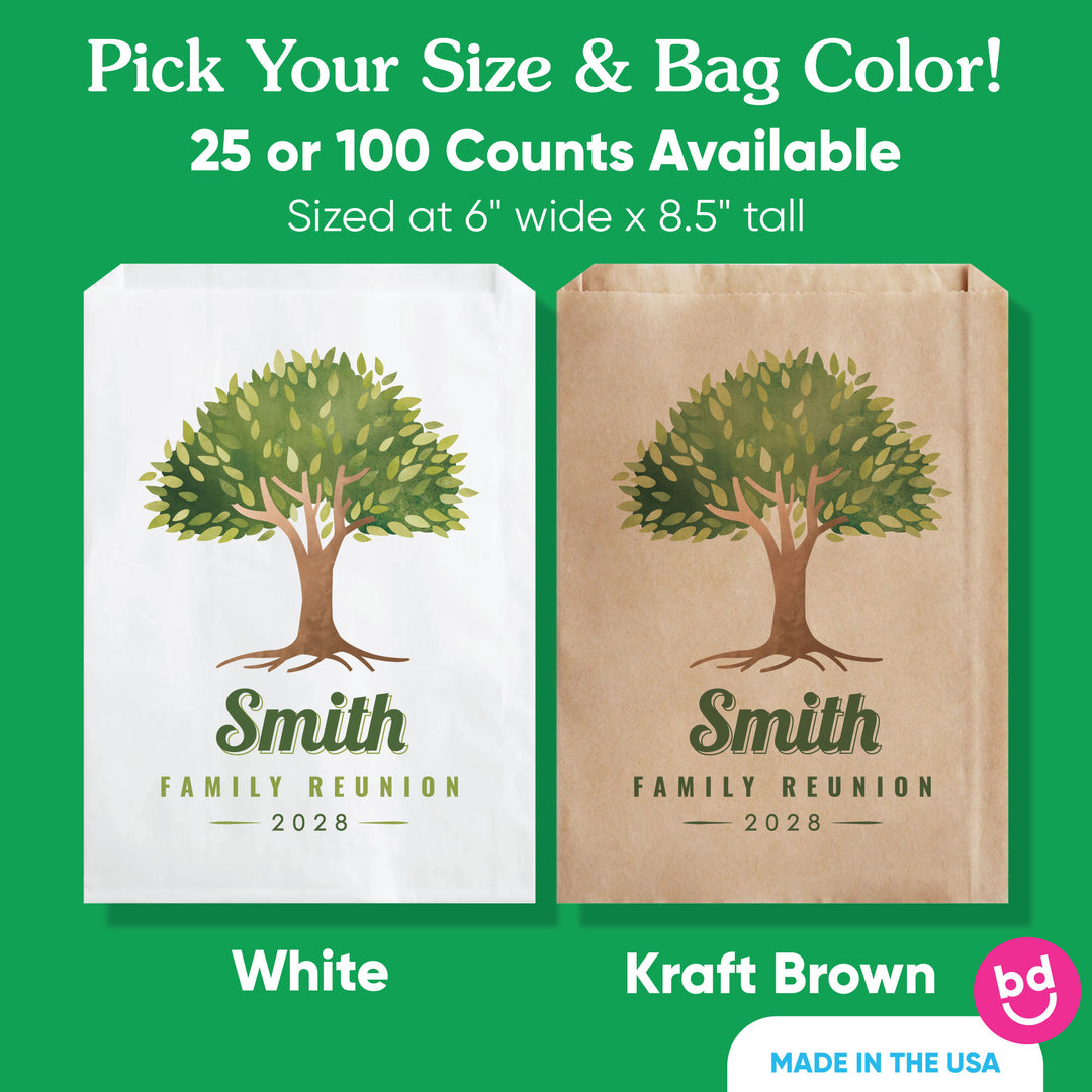 Custom Text Paper Treat Bags - Family Reunion