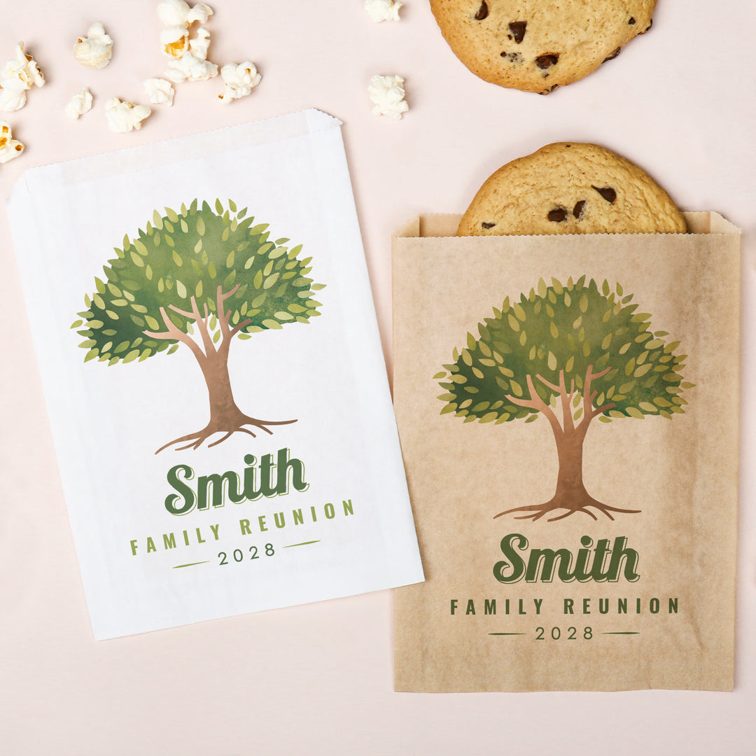 Custom Text Paper Treat Bags - Family Reunion