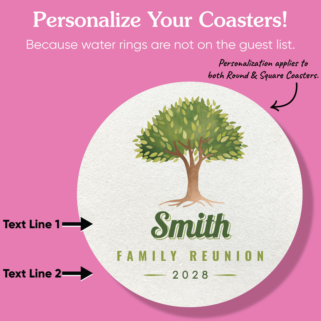 Custom Text Coasters - Family Reunion