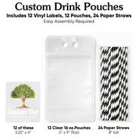 Custom Text Drink Pouches - Family Tree Reunion - 12 Ct