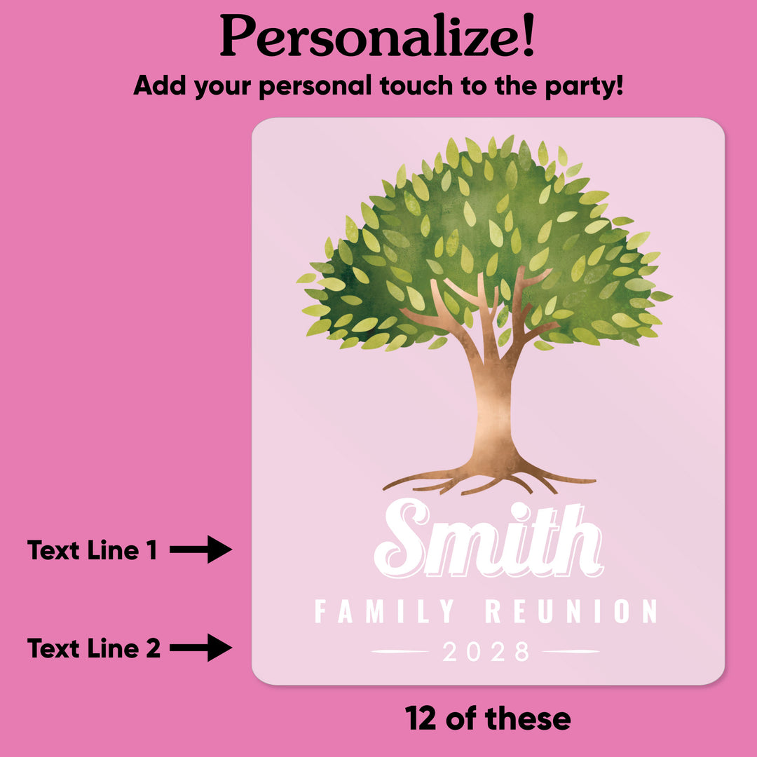 Custom Text Drink Pouches - Family Tree Reunion - 12 Ct