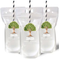Custom Text Drink Pouches - Family Tree Reunion - 12 Ct