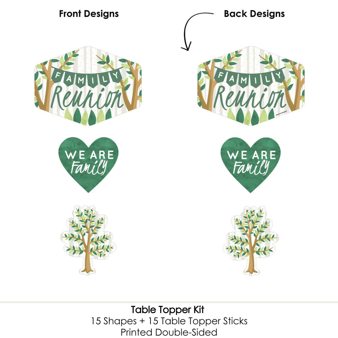 Family Tree Reunion - Family Gathering Party Centerpiece Sticks - Table Toppers - Set of 15