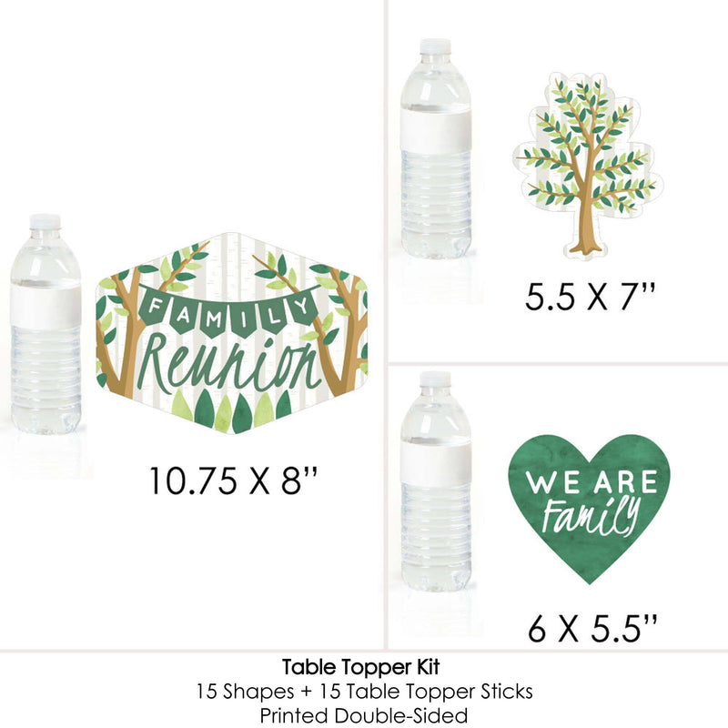 Family Tree Reunion - Family Gathering Party Centerpiece Sticks - Table Toppers - Set of 15