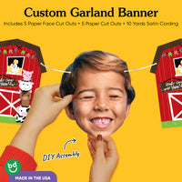 Custom Face Farm Animals Garland Banner