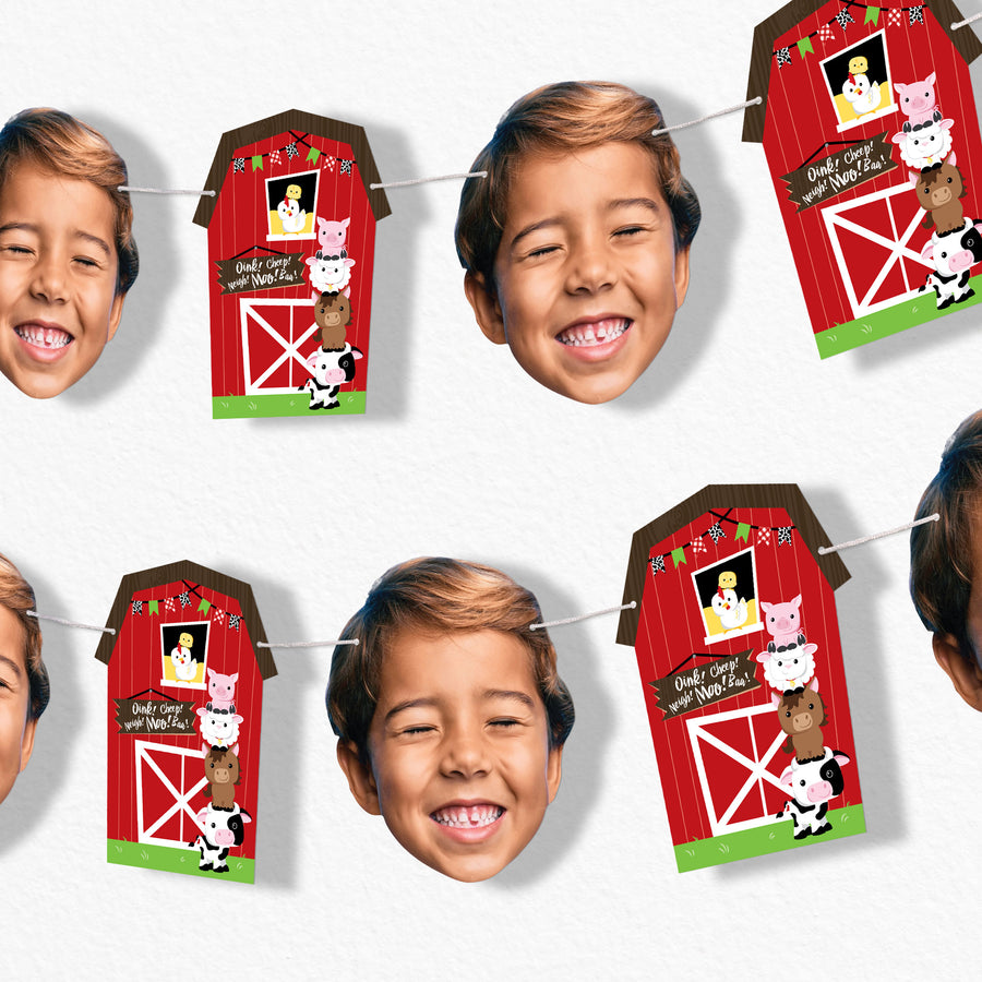 Custom Face Farm Animals Garland Banner