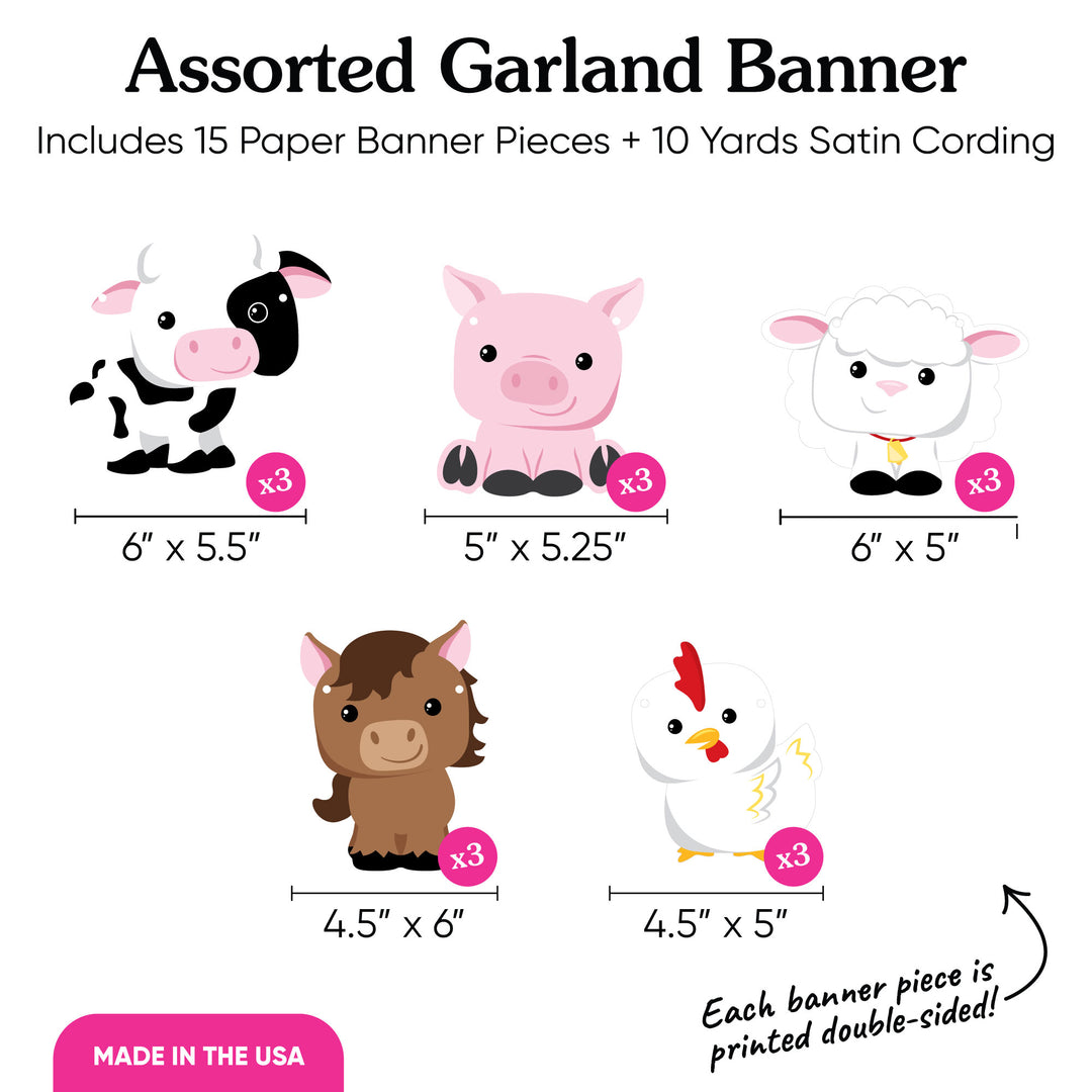 Farm Animals Garland Banner - 15 Pc