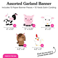 Farm Animals Garland Banner - 15 Pc