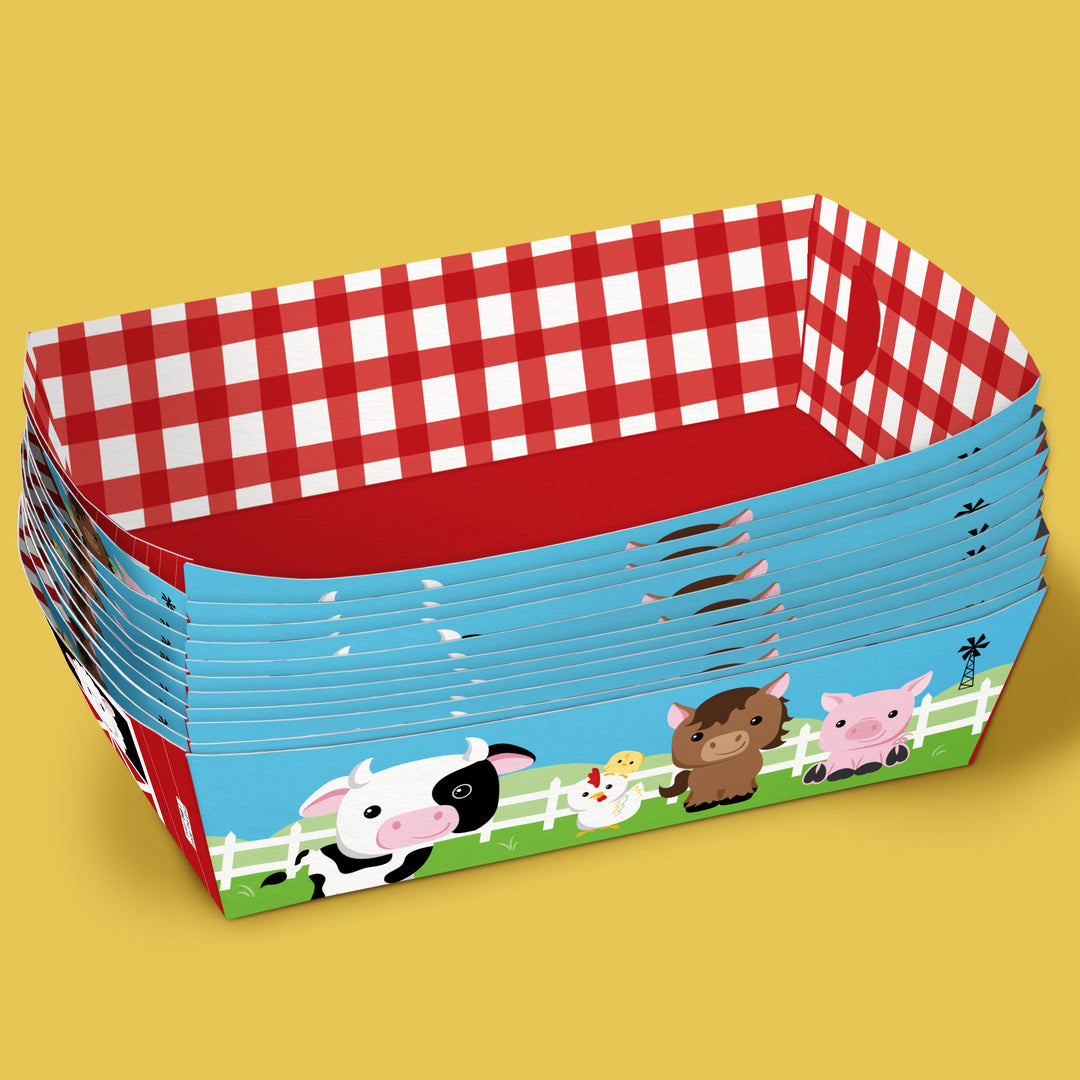 Farm Animals Party Paper Food Trays - 12 Ct