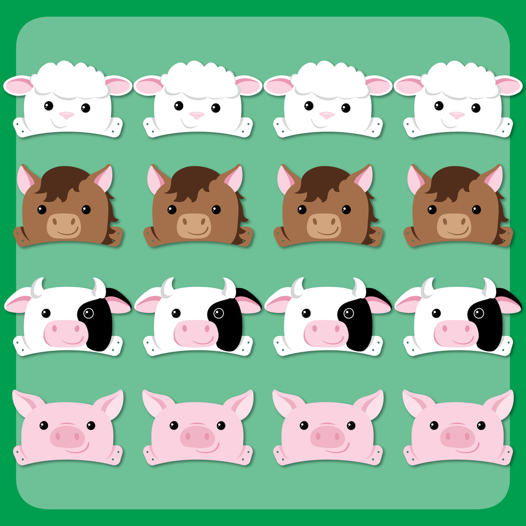 Farm Paper Animal Headbands - 16 Ct