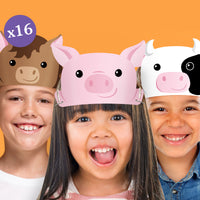 Farm Paper Animal Headbands - 16 Ct
