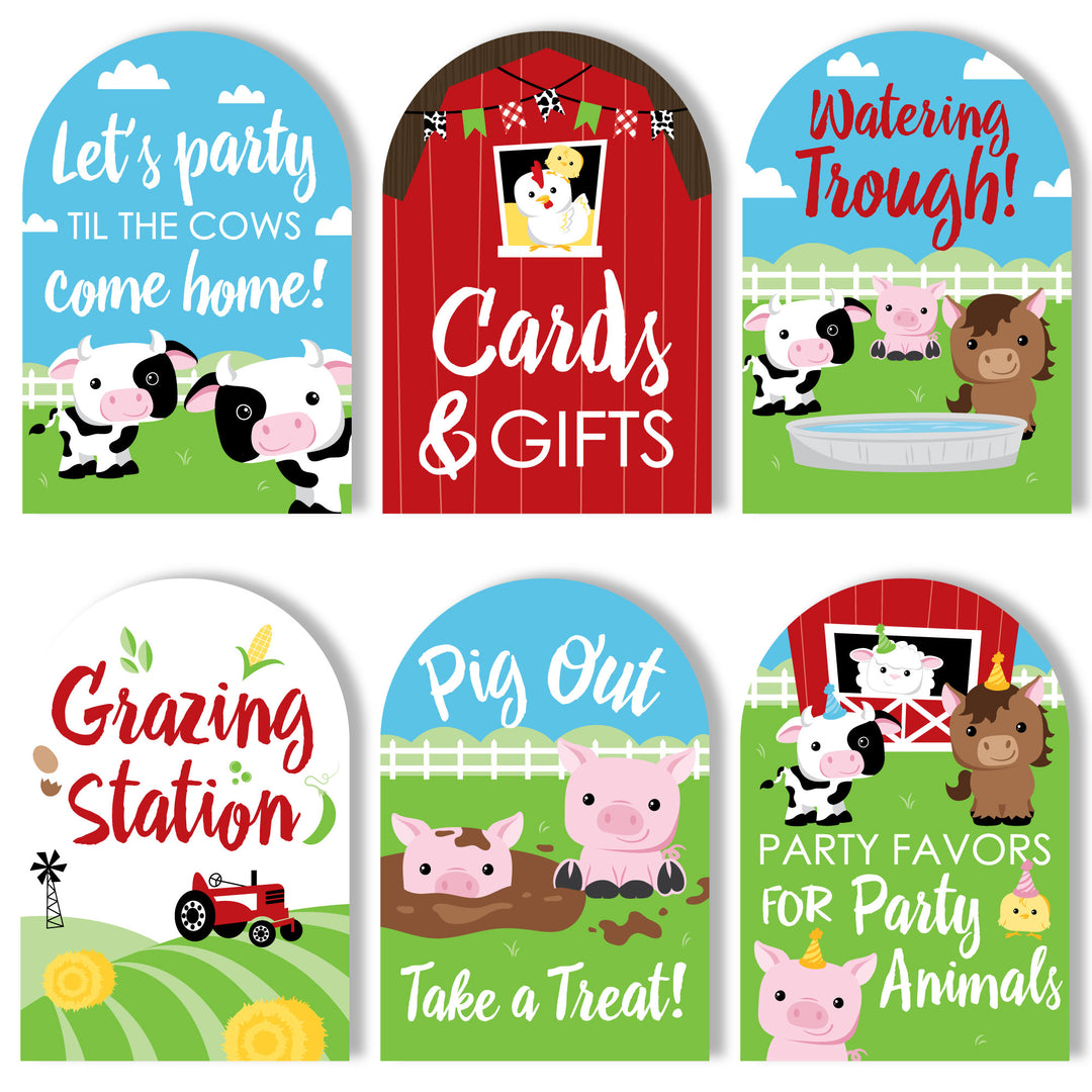 Farm Animals Party Signs Set - 6 Ct