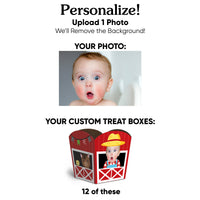 Custom Face Farm Animals Treat Boxes - 12 Ct