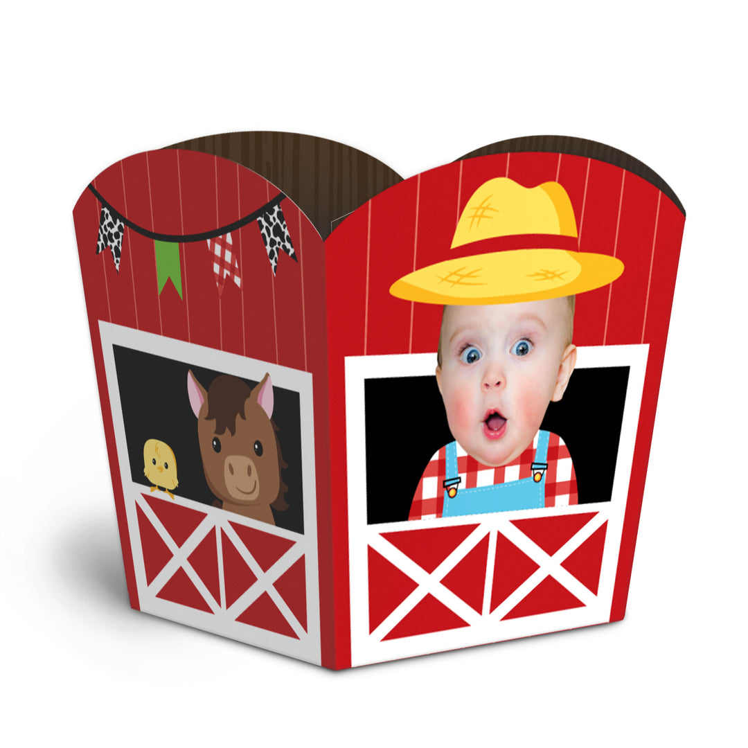 Custom Face Farm Animals Treat Boxes - 12 Ct