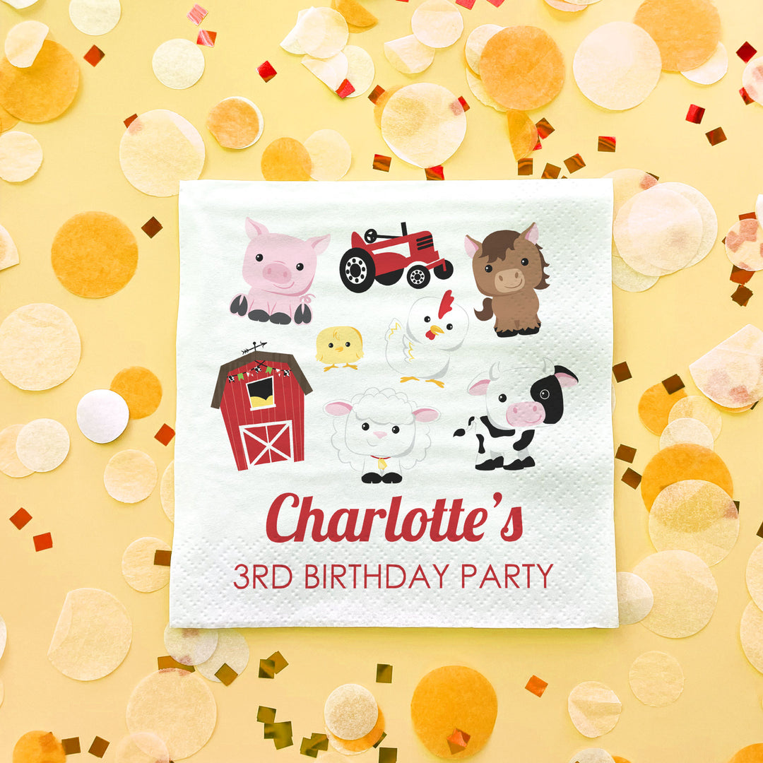 Custom Text Napkins - Farm Animals