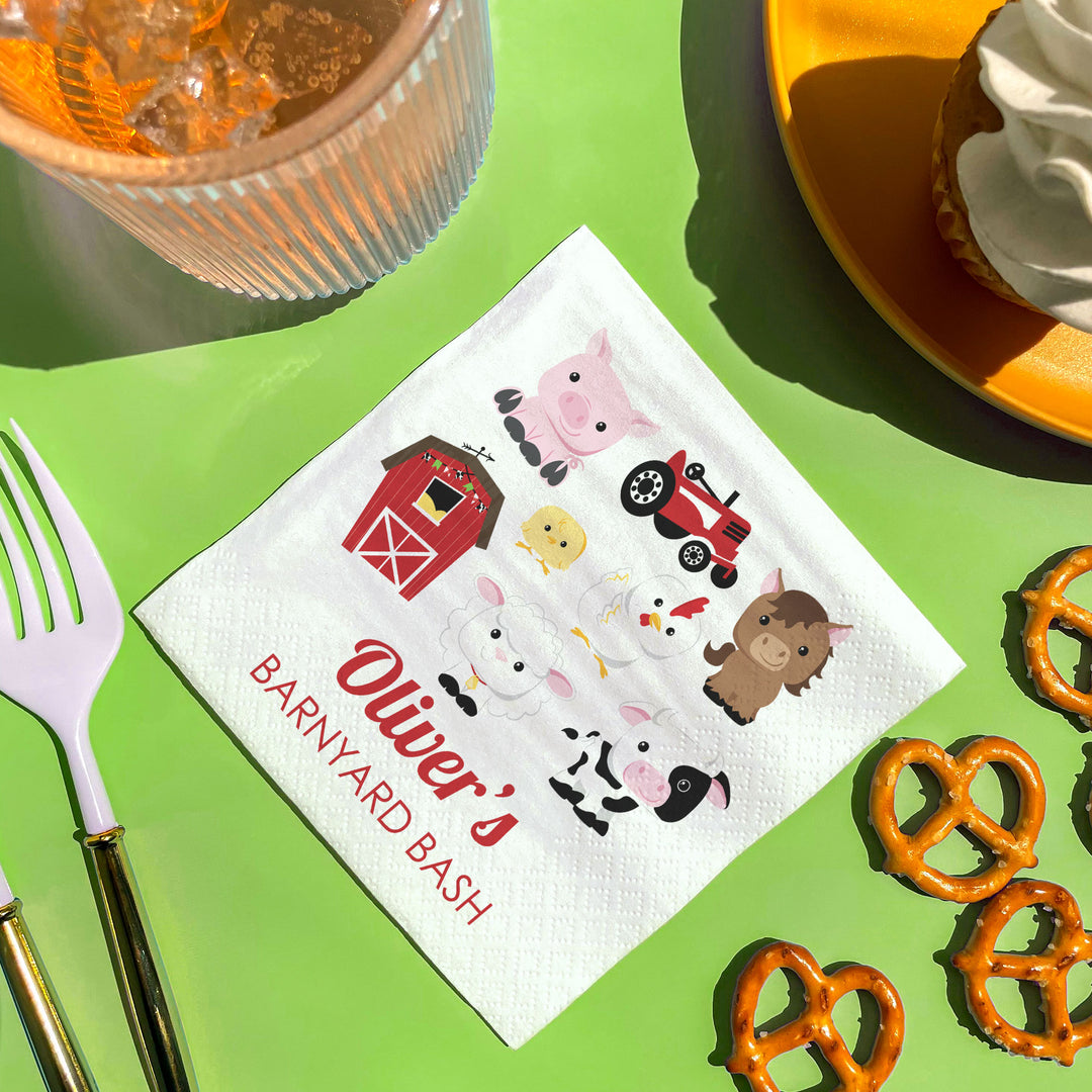 Custom Text Napkins - Farm Animals