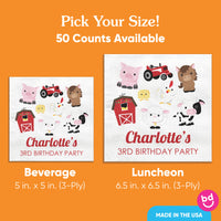 Custom Text Napkins - Farm Animals