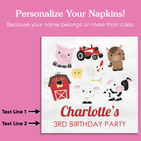Custom Text Napkins - Farm Animals