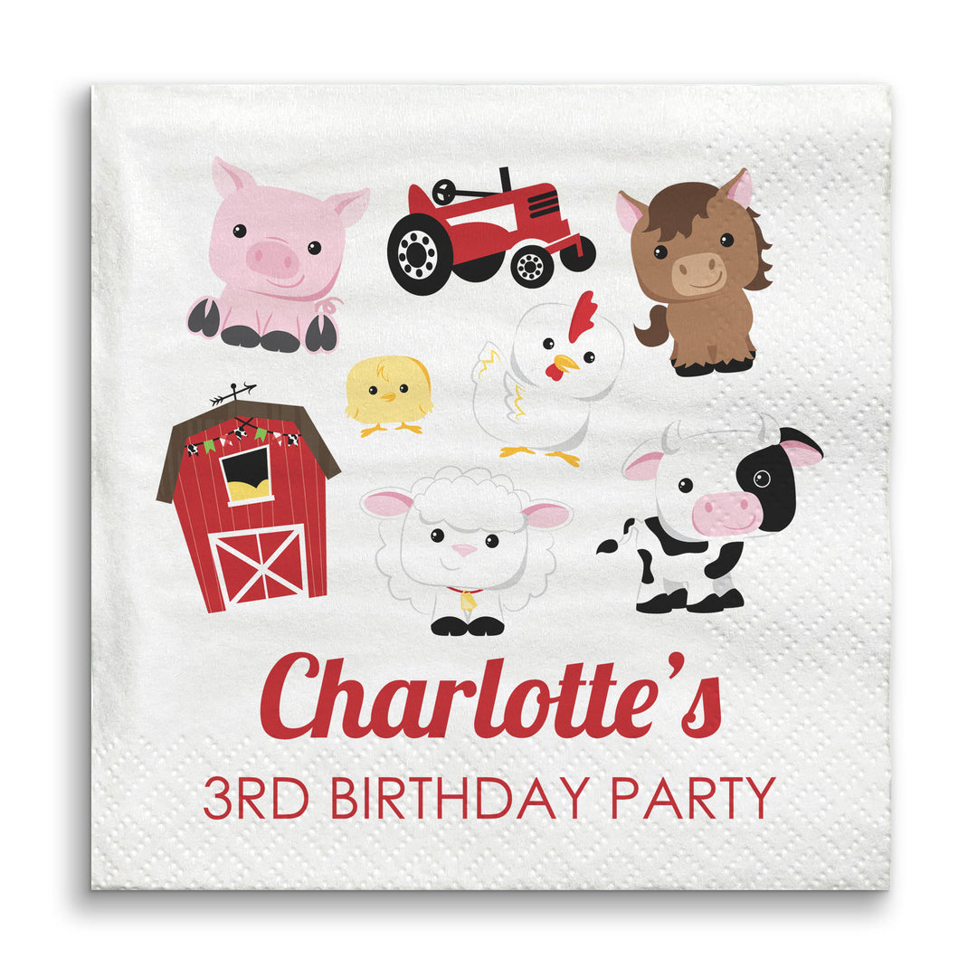 Custom Text Napkins - Farm Animals