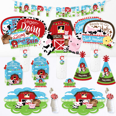 Farm Animals - Barnyard Happy Birthday Party Supplies Kit - Ready to Party Pack - 8 Guests