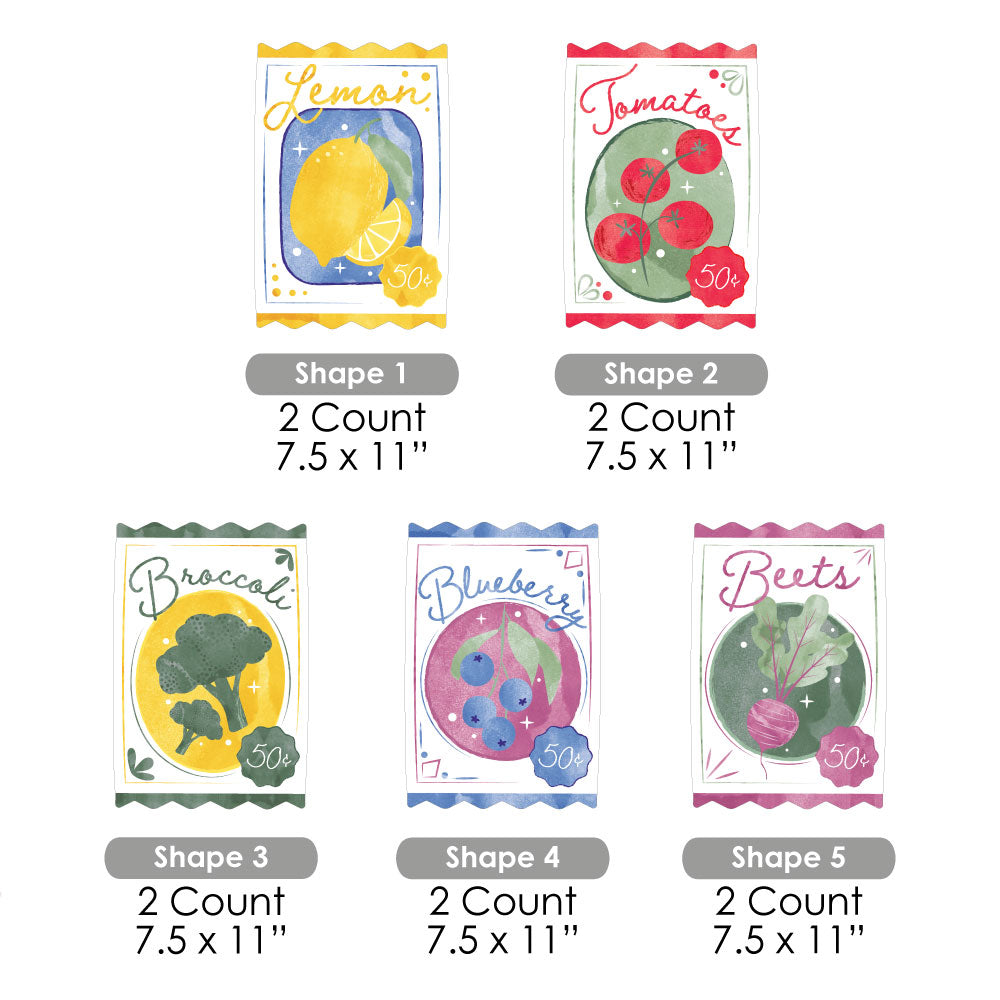 Farmers Market Seed Packets Yard Signs - 10 Ct