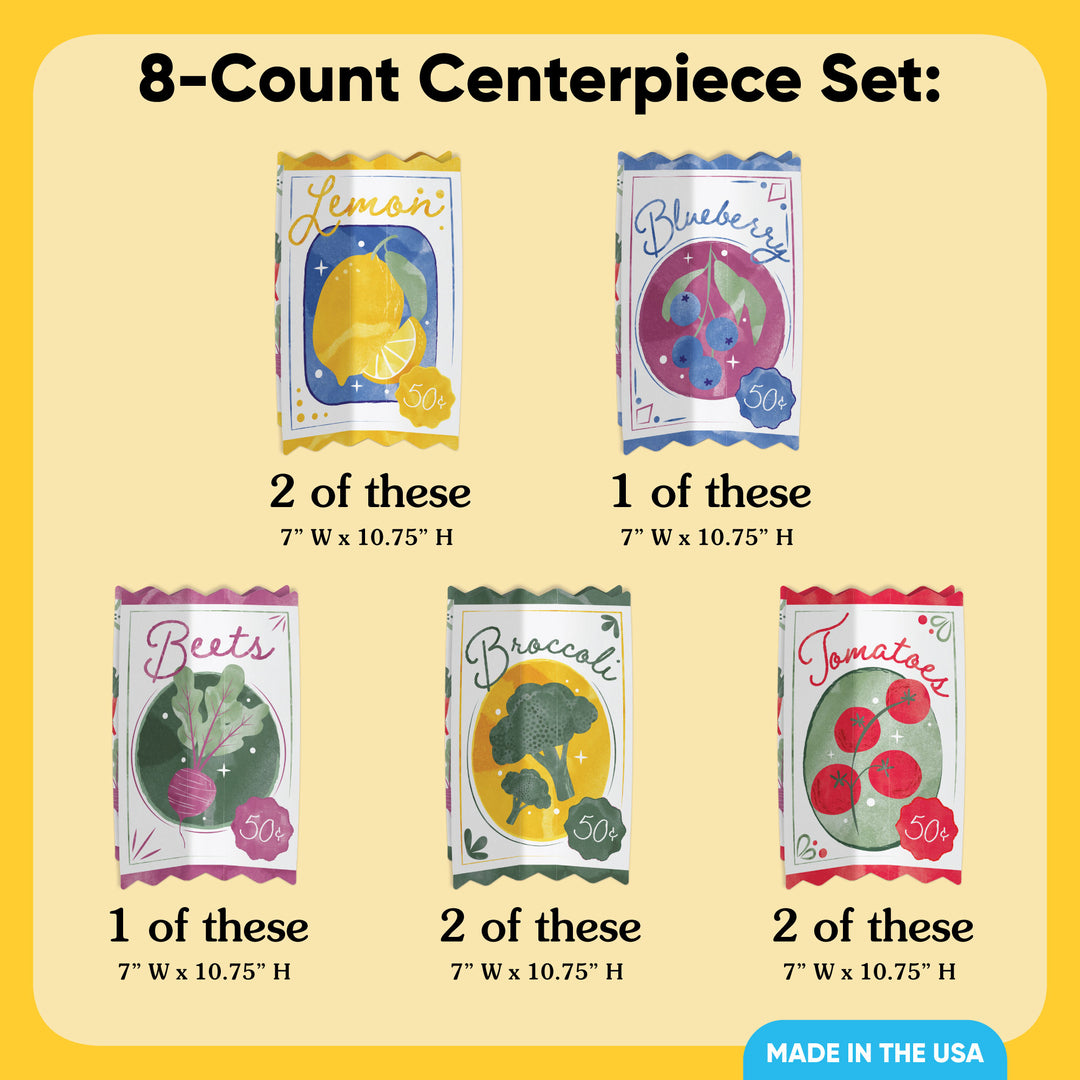 Farmers Market Seed Packets 3D Centerpieces - 8 Ct