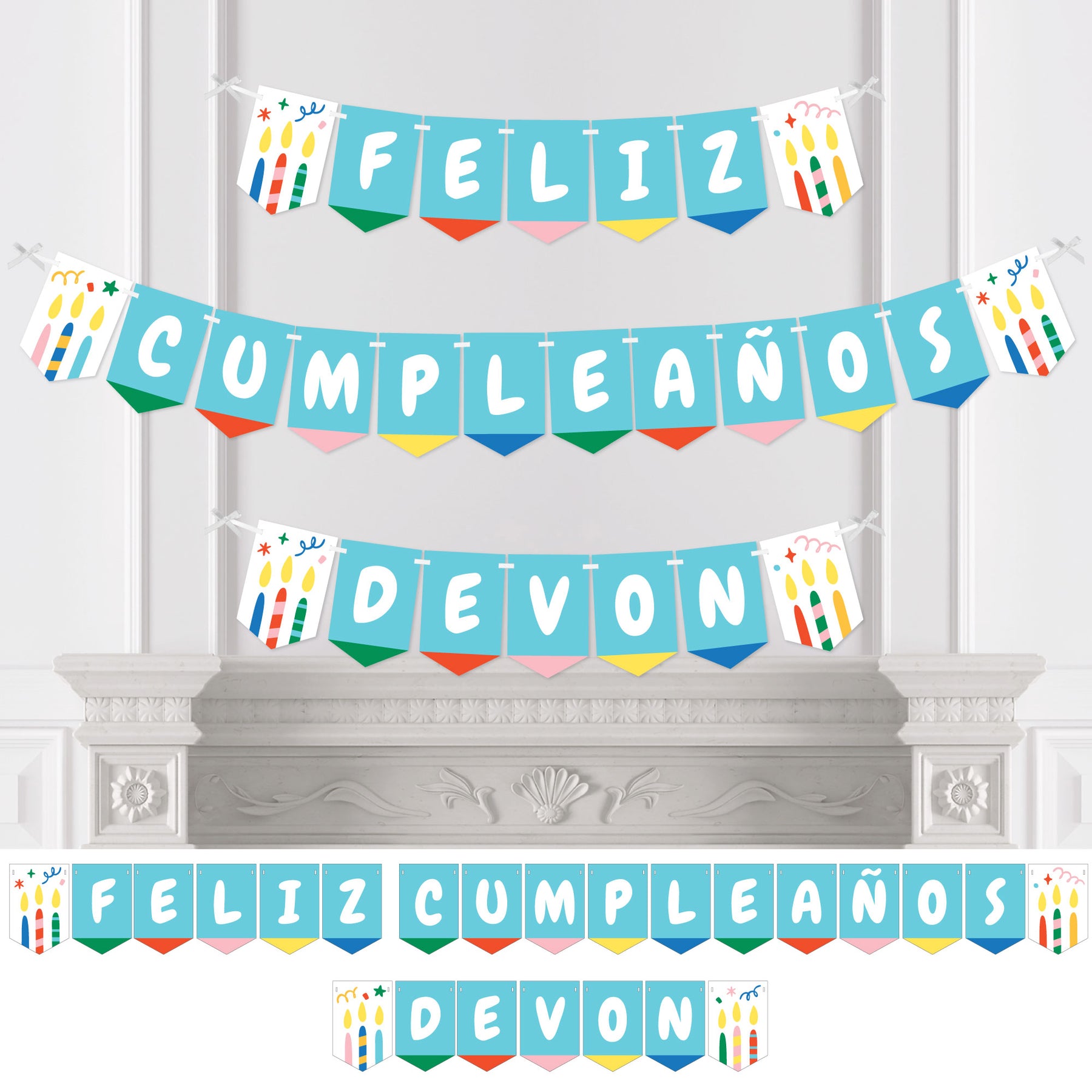 Personalized Feliz Cumpleanos - Custom Happy Birthday Bunting Banner ...