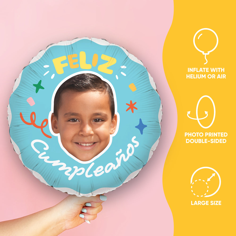 Personalized Feliz Cumpleanos Fun Face Photo Balloon