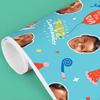 custom Feliz Cumpleanos wrapping paper fun face