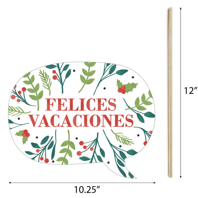 Feliz Navidad - Holiday and Spanish Christmas Party Photo Booth Props Kit - 20 Count
