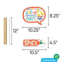 Fiesta props shown with measurements and a ruler for scale.