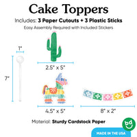 3 count fiesta cake topper set with sticks