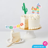 Mexican themed party cake with fiesta toppers