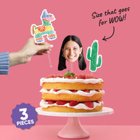 Piñata and cactus cake topper design detail