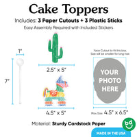 3 piece fiesta cake topper set with sticks included