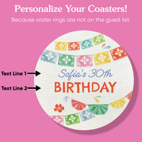 Personalized fiesta drink coasters set