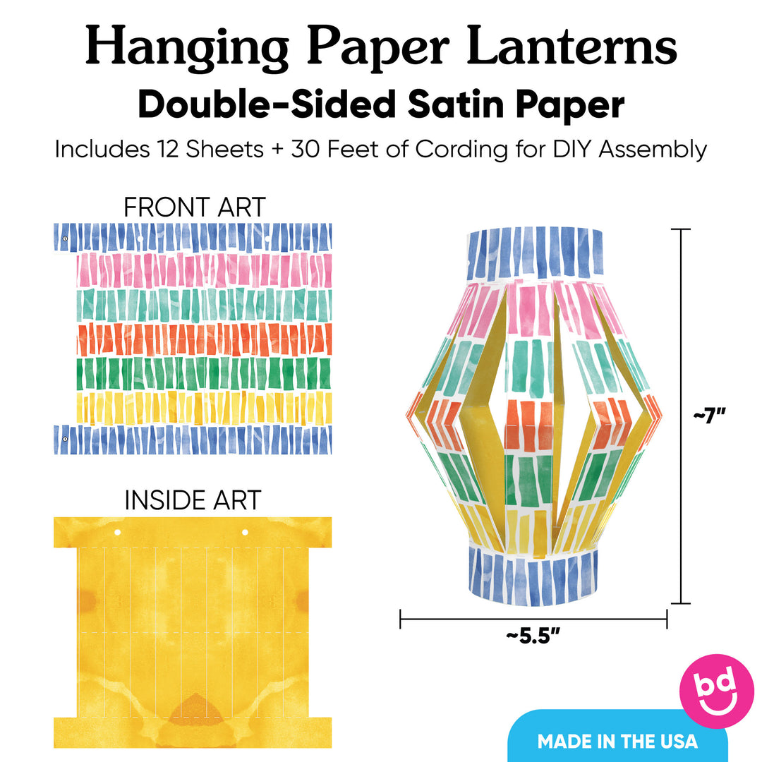 Fiesta hanging paper lanterns assembled