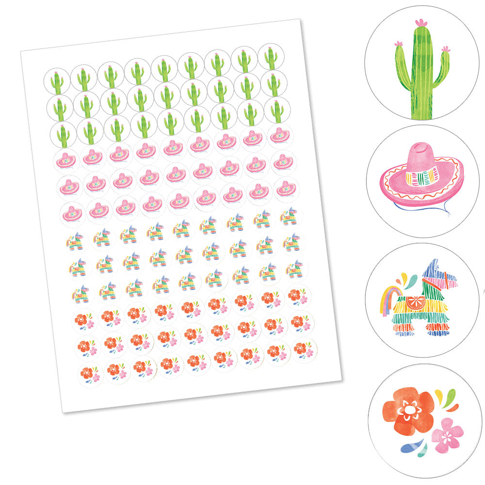 Fiesta round candy stickers sheet