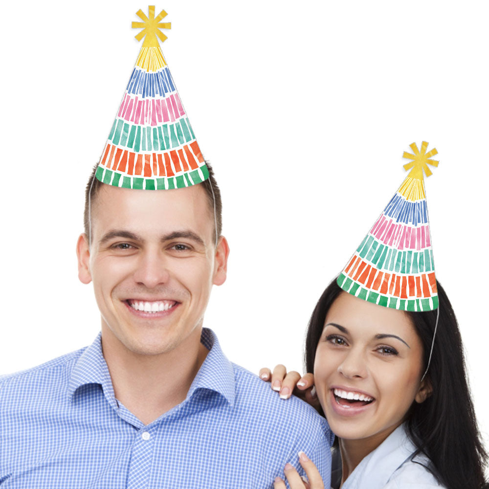 Fiesta birthday party guests wearing hats