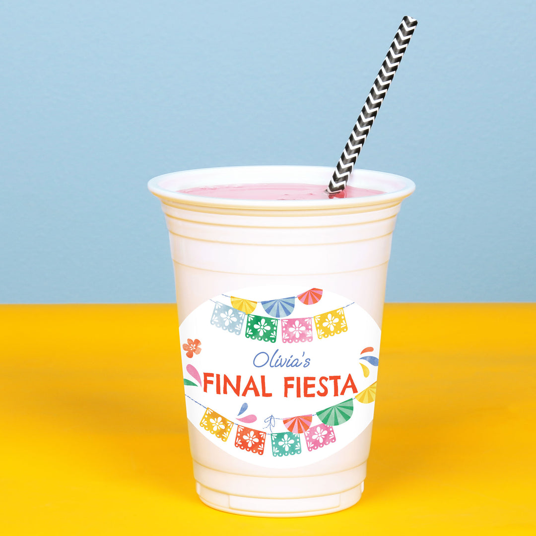 Fiesta drink table styled with custom cups