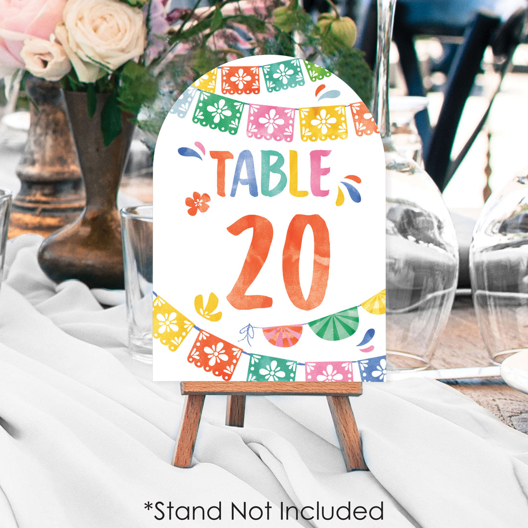 Fiesta party tables with number cards
