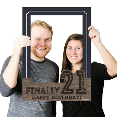 Finally 21 - Birthday Party Selfie Photo Booth Picture Frame & Props - Printed on Sturdy Material