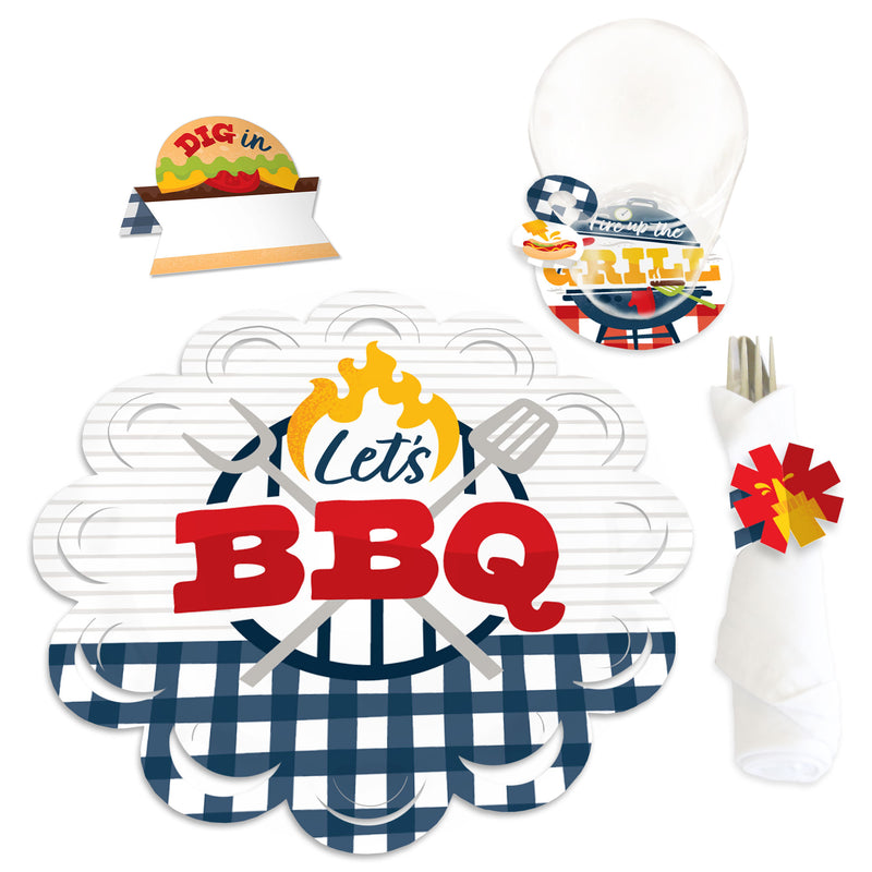 Fire Up the Grill - Summer BBQ Picnic Party Paper Charger and Table Decorations - Chargerific Kit - Place Setting for 8