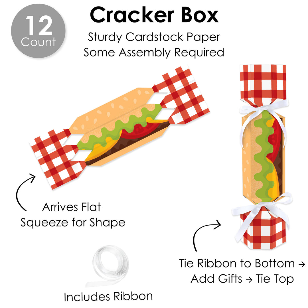 Fire Up the Grill - No Snap Summer BBQ Picnic Party Table Favors - DIY Cracker Boxes - Set of 12