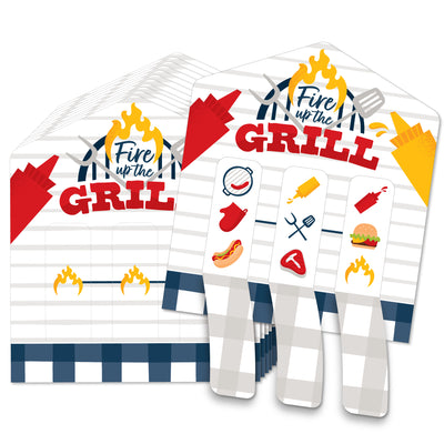 Fire Up the Grill - Summer BBQ Picnic Party Game Pickle Cards - Pull Tabs 3-in-a-Row - Set of 12