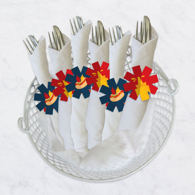Fire Up the Grill - Summer BBQ Picnic Party Paper Napkin Holder - Napkin Rings - Set of 24