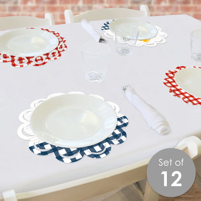 Fire Up the Grill - Summer BBQ Picnic Party Round Table Decorations - Paper Chargers - Place Setting For 12